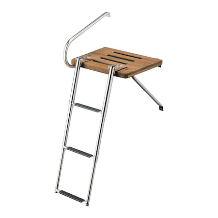 Whitecap Teak Swim Platform with 3-Step Telescoping Ladder 68902